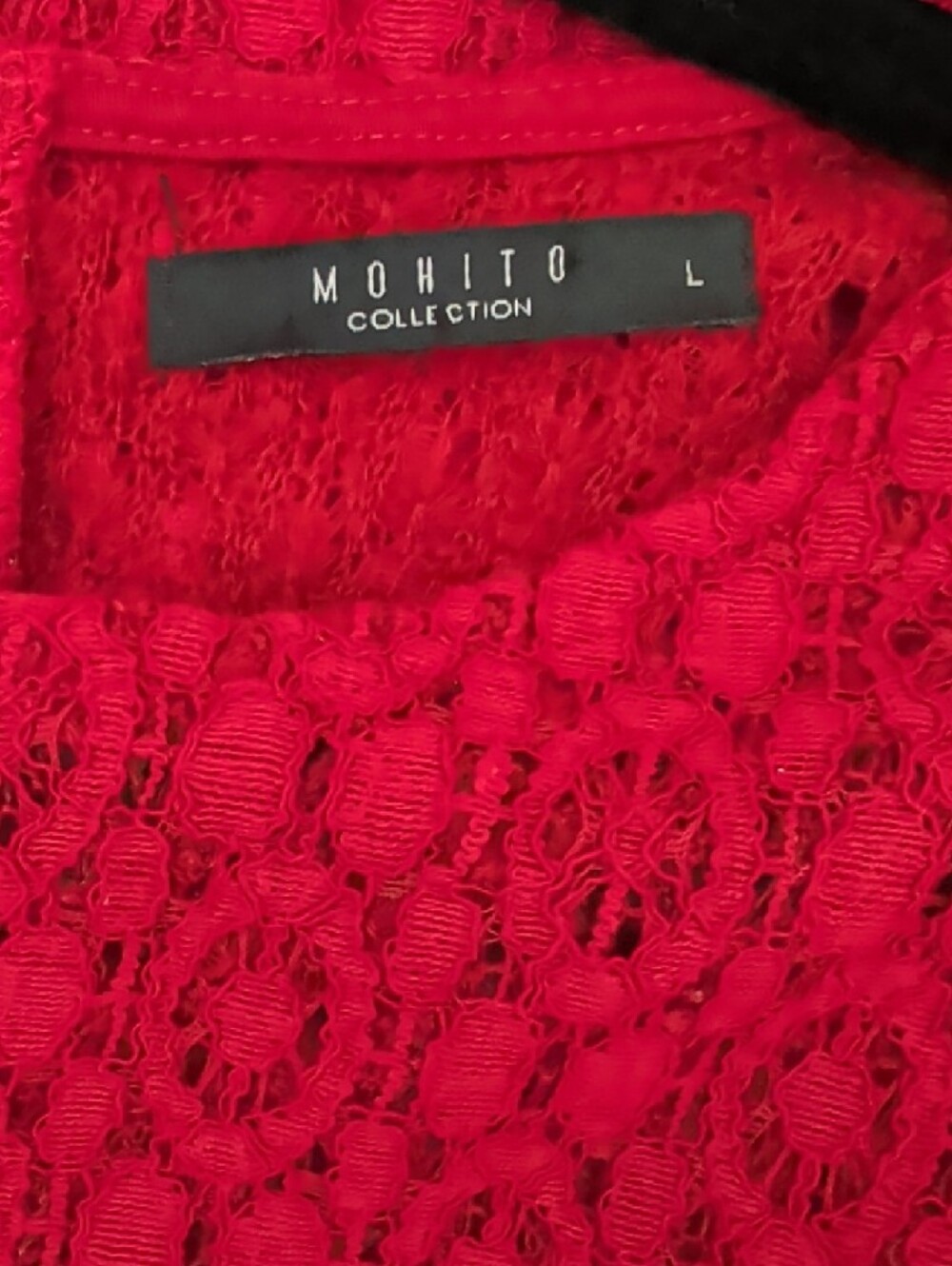 MOHITO Collection Red Stretch Lace Long Sleeve Shift Dress Size L - Picture 6 of 10